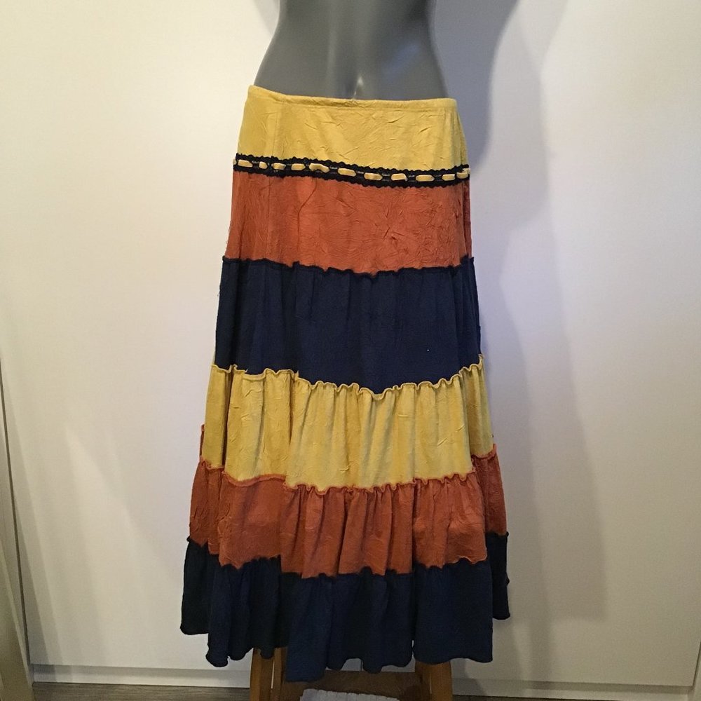 DeCo USA Colour Block Tiered Maxi Skirt